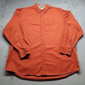 Red Head Button Up Long Sleeve Heavy Weight Solid Orange Shirt Men Sz 2XLT